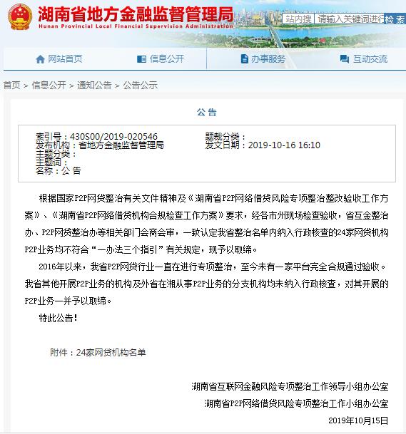 湖南取缔网贷机构 对P2P网贷“关上大门”